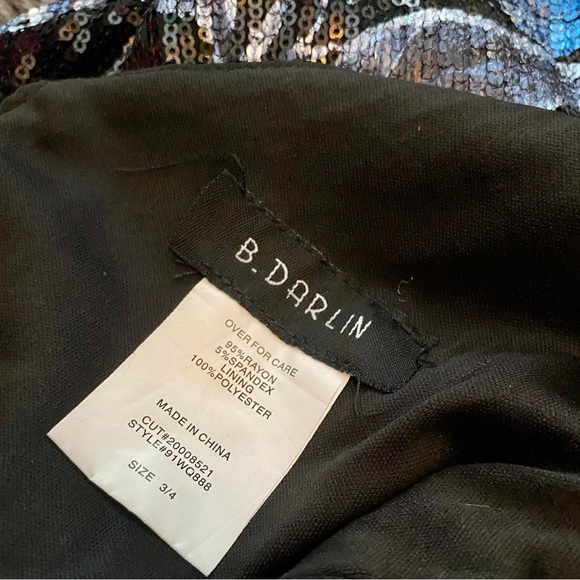 B DARLIN BLACK FLORAL SEQUIN MINI DRESS // SIZE 3-4 💙 - Picture 3 of 5